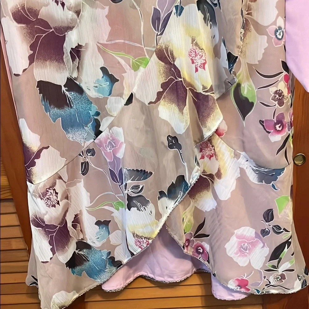 Badgley Mischka NEW Reversible Floral/Pink Asymmetrical Wrap Skirt RARE … - Picture 3 of 16